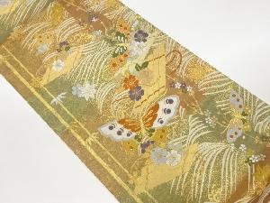 花筏に蝶・波模様織出し袋帯